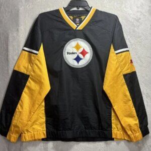 NFL Pittsburgh Steelers Team Apparel V-Neck Pullover Windbreaker Jacket XL